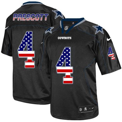 Nike Cowboys #4 Dak Prescott Black Men's Stitched NFL Elite USA Flag Fashion Jersey - Click Image to Close